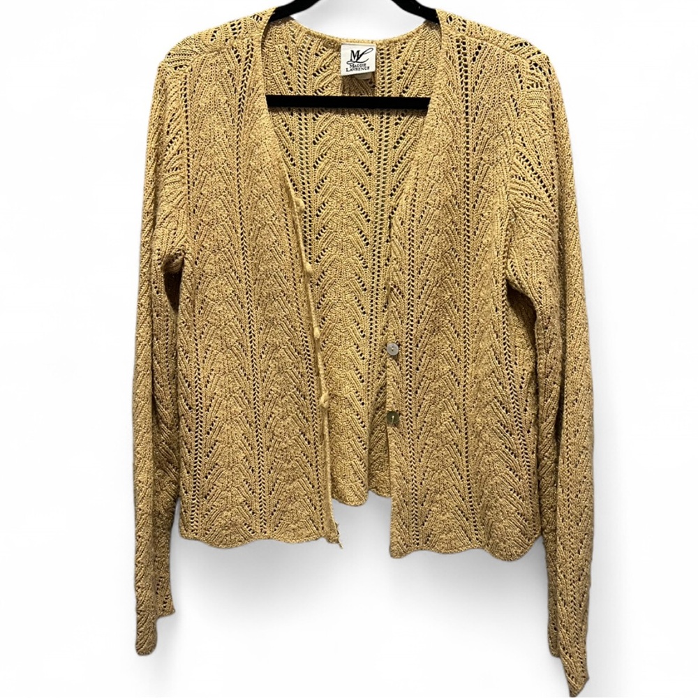 Vintage Maggie Lawrence Tan and Gold Knit Sweater